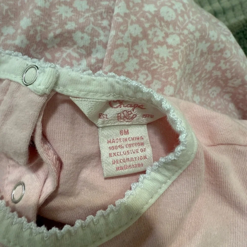Chaps Light Pink Baby Dress with Floral Pattern
